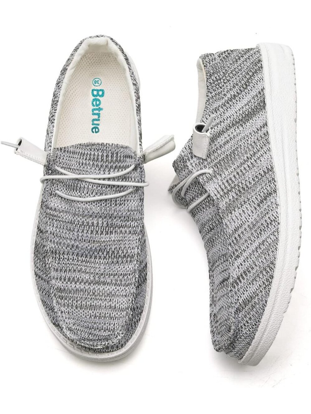🆕Women's Grey Lightweight Boat Shoes Casual Loafers, Slip On Deck Shoes